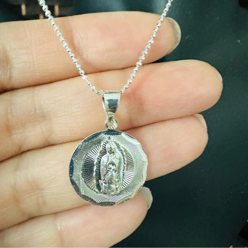 Elegant Silver Religious Pendant Necklace
